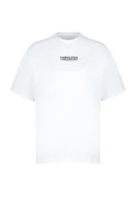 TRENDYOLMİLLA Ecru 100% Cotton Back and Front Printed Oversized/Wide Cut Knitting T-Shirt - Image 7