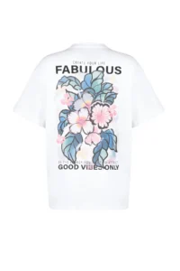TRENDYOLMİLLA Ecru 100% Cotton Back and Front Printed Oversized/Wide Cut Knitting T-Shirt - Image 8