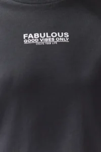 TRENDYOLMİLLA Anthracite 100% Cotton Back and Front Printed Oversized/Wide Cut Knitting T-Shirt - Image 6
