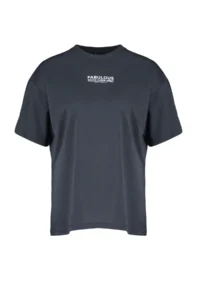 TRENDYOLMİLLA Anthracite 100% Cotton Back and Front Printed Oversized/Wide Cut Knitting T-Shirt - Image 7