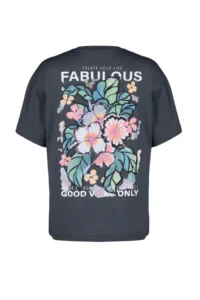 TRENDYOLMİLLA Anthracite 100% Cotton Back and Front Printed Oversized/Wide Cut Knitting T-Shirt - Image 8