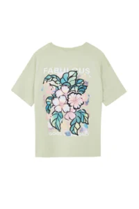 TRENDYOLMİLLA Mint 100% Cotton Back and Front Printed Oversized/Wide Cut Knitting T-Shirt - Image 6