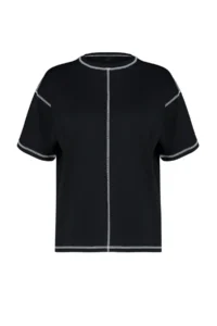 TRENDYOLMİLLA Black 100% Cotton Karkoya Stitching Detailed Oversized/Wide Cut Knitting T-Shirt - Image 11