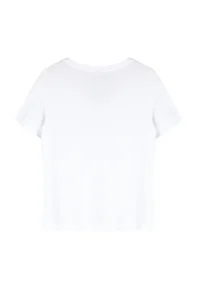 TRENDYOLMİLLA White 100% Cotton Regular/Normal Pattern Embroidered V-neck Knitting T-Shirt - Image 8