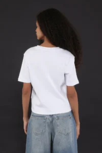 TRENDYOLMİLLA Ecru Thick Cotton Tough Fabric Crew Neck Short Sleeve Regular Cut Knitting T-Shirt - Image 4