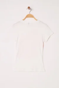 TRENDYOLMİLLA Ecru Floral Printed Fitted Knitting T-Shirt - Image 6