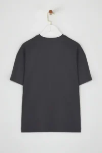 TRENDYOLMİLLA Anthracite 100% Cotton Oversized/Wide Pattern Printed Knitting T-Shirt - Image 6
