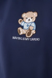 TRENDYOLMİLLA Navy Blue 100% Cotton Regular/Normal Pattern Teddy Bear Embroidered Knitting T-Shirt - Image 4