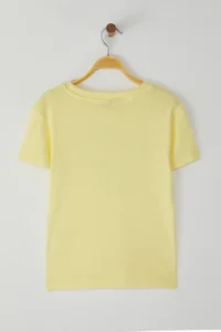 TRENDYOLMİLLA Light Yellow Rabbit Printed Fitted Knitting T-Shirt - Image 6