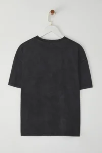 TRENDYOLMİLLA Anthracite Thick Cotton Washable Printed Oversized/Wide Pattern Knitting T-Shirt - Image 6