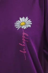 TRENDYOLMİLLA Purple 100% Cotton Oversized/Wide Pattern Printed Knitting T-Shirt - Image 3
