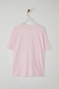 TRENDYOLMİLLA Light Pink 100% Thick Cotton Cocktail Printed Oversized/Wide Cut Knitting T-Shirt - Image 6