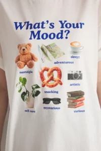 TRENDYOLMİLLA Ecru 100% Thick Cotton Oversized/Wide Pattern Printed Knitting T-Shirt - Image 3