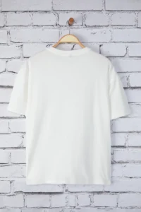 TRENDYOLMİLLA Ecru 100% Thick Cotton Oversized/Wide Pattern Printed Knitting T-Shirt - Image 7
