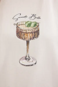 TRENDYOLMİLLA Ecru 100% Cotton Oversized/Wide Pattern Cocktail Printed Knitting T-Shirt - Image 3