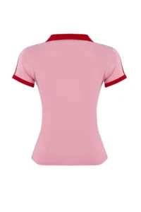 TRENDYOLMİLLA Teen Pink Fitted Polo Shirt Collar Short Sleeve Cotton Flexible Knitting T-Shirt - Image 6