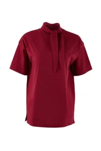 TRENDYOLMİLLA Burgundy Oversized/Wide Pattern Drop Sleeve Short Sleeve LONG Soild 100% Cotton Knitting T-Shirt - Image 4