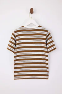 TRENDYOLMİLLA Mavi Striped Regular/Normal Pattern Short Sleeve Soild 100% Cotton padded Knitting T-Shirt - Image 6