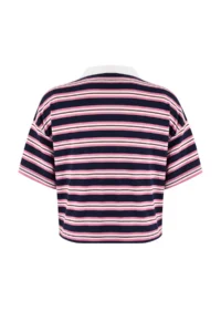 TRENDYOLMİLLA Navy Blue Striped Regular/Normal Pattern Polo Shirt Collar Tok Cotton Knitting T-Shirt - Image 6