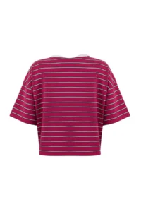 TRENDYOLMİLLA Teen Rejection Striped Boxy/relaxed Pattern Short Sleeve Soild Cotton Blended Knitting T-Shirt - Image 6