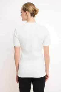 TRENDYOLMİLLA Ecru Fitted Short Sleeve Cotton Rib Knitting T-Shirt - Image 4