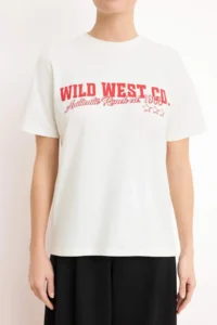 TRENDYOLMİLLA Ecru Slogan Regular/Normal Pattern Short Sleeve Tok 100% Cotton Knitting T-Shirt - Image 3