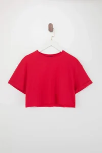 TRENDYOLMİLLA Rejection Super Crop Drop Sleeve Short Sleeve 100% Cotton Knitting T-Shirt - Image 5