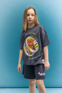 DeFacto Oversize Wide Fit Crew Neck 3D Printed Short Sleeve T-Shirt Girls - Image 2