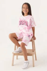 US Polo Assn. U.s. Polo Shirt Assn Girls' Pink Bermuda Set - Image 2