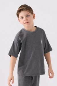 US Polo Assn. U.s. Polo Shirt Assn Boys' Anthracite Bermuda Set - Image 2