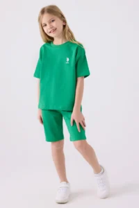 US Polo Assn. U.s. Polo Shirt Assn Girls' Green Bermuda Set - Image 3