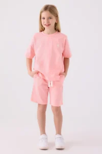 US Polo Assn. U.s. Polo Shirt Assn Girls' Salmon Bermuda Set
