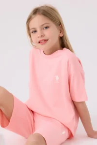 US Polo Assn. U.s. Polo Shirt Assn Girls' Salmon Bermuda Set - Image 2