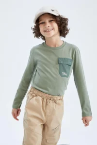 DeFacto Boys' Crew Neck Long Sleeve T-Shirt
