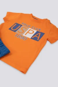US Polo Assn. Resort Orange Baby Tshirt Set - Image 2