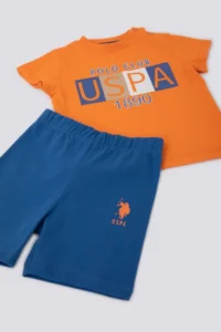 US Polo Assn. Resort Orange Baby Tshirt Set - Image 3
