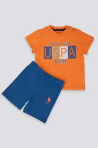 US Polo Assn. Resort Orange Baby Tshirt Set - Image 4