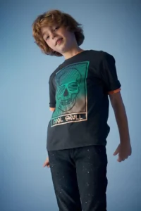 DeFacto Boy's Oversize Fit Crew Neck Gradient Printed Short Sleeve T-Shirt - Image 2