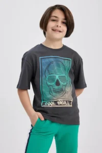 DeFacto Boy's Oversize Fit Crew Neck Gradient Printed Short Sleeve T-Shirt - Image 4