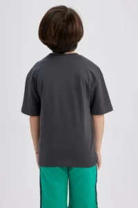 DeFacto Boy's Oversize Fit Crew Neck Gradient Printed Short Sleeve T-Shirt - Image 7