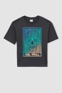 DeFacto Boy's Oversize Fit Crew Neck Gradient Printed Short Sleeve T-Shirt - Image 8