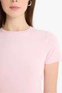 DeFacto Slim Fit Crew Neck Basic Plain Short Sleeve T-Shirt - Image 5