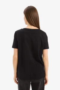 DeFacto 100% Cotton Regular Fit V-Neck Basic Plain Short Sleeve Black T-Shirt W9578az25sp - Image 5