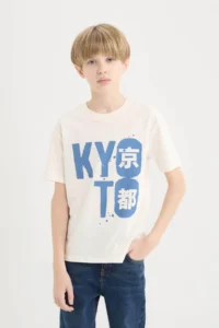 DeFacto Boy's Crew Neck Printed Short Sleeve T-Shirt