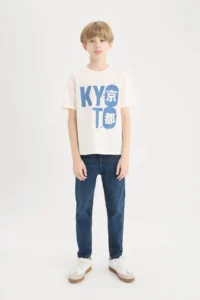 DeFacto Boy's Crew Neck Printed Short Sleeve T-Shirt - Image 2