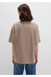 Mavi Logo Printed Beige T-Shirt Oversize / Wide Cut 1611592-70364 - Image 5