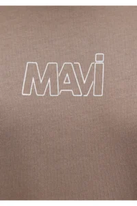 Mavi Logo Printed Beige T-Shirt Oversize / Wide Cut 1611592-70364 - Image 7