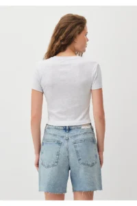 Mavi Gray Basic Crop T-Shirt Crop / Short Cut 1600814-85438 - Image 4