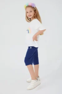 US Polo Assn. Inclined Writings Cream Girls' Capri Set