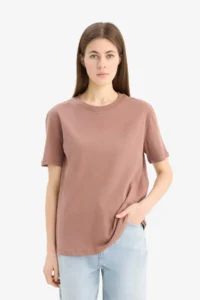 DeFacto Regular Fit Crew Neck Basic Plain Combed Cotton Short Sleeve T-Shirt